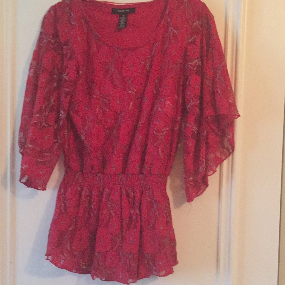 Lacy, cinch-waist, dress shirt